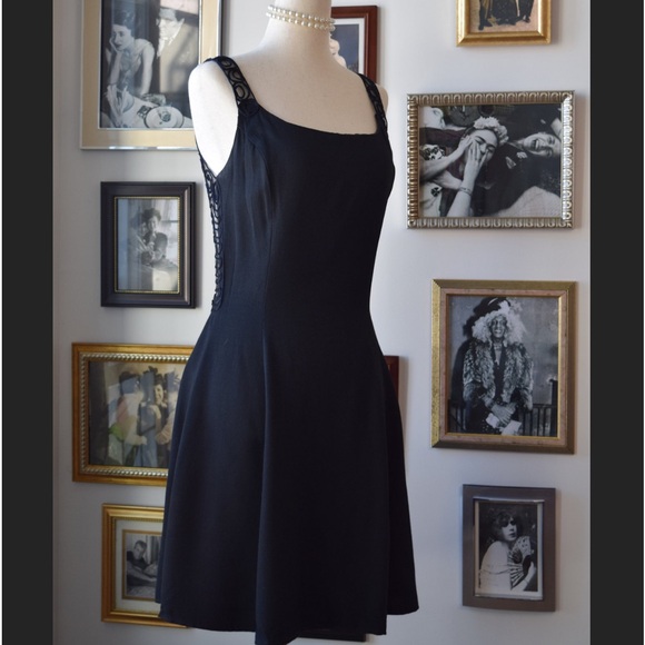 GUNNE SAX 1980's Jessica Mcclintock Vintage Black Mini Dress - Size 7/8 - Picture 12 of 13